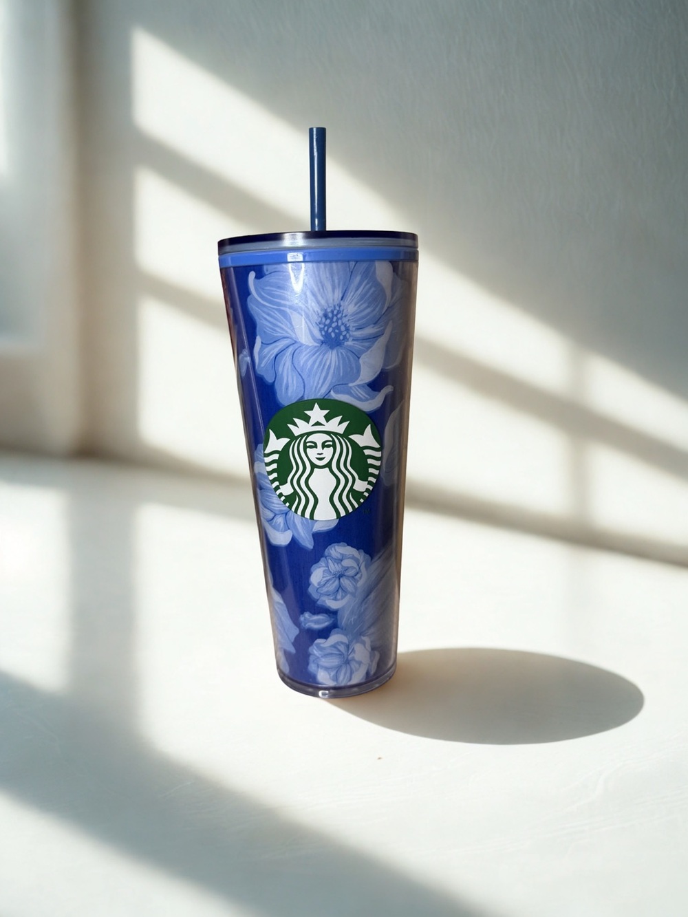 STARBUCKS | NWT BLUE FLORAL TUMBLER